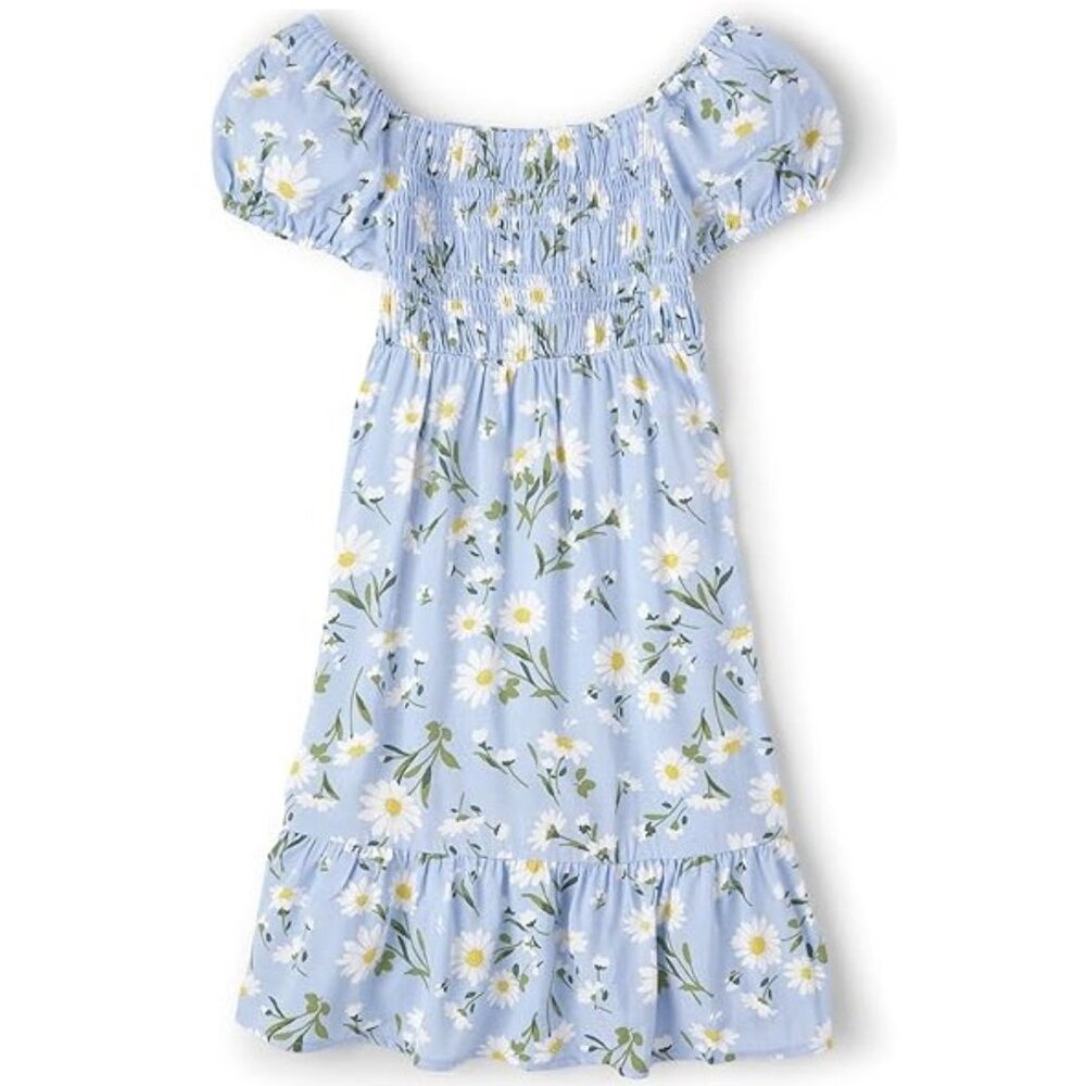 The Children’s Place Floral Smocked Daisy Flower Tiered Dress & Headband 7/8